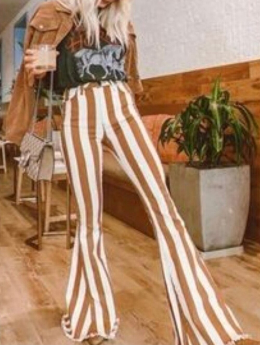 Blank Paige Striped Flare Jeans Sz M